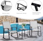 Vongrasig 3 Piece Outdoor Rocking Bistro Set, Textilene Fabric Small Patio Furni... - Image 4