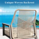 5 Pieces Patio Dining Set, 4 x Woven Rattan Chairs with Waterproof Cushion, 42” ... - Image 3