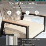 5 Pieces Patio Dining Set, 4 x Woven Rattan Chairs with Waterproof Cushion, 42” ... - Image 4