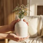 Firehold Ceramic Vase Set of 3, Rustic Home Decor Vases for Modern Farmhouse, Wh... - Image 6