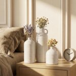 Firehold Ceramic Vase Set of 3, Rustic Home Decor Vases for Modern Farmhouse, Wh... - Image 7