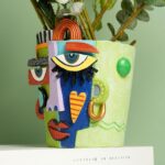 Mint Green Abstract Face Planter Pot/Picasso Flower Pot, Unique Head Planters fo... - Image 5