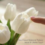Mandy's White Artificial Tulips Flowers Centerpiece, 13.5" Lifelike PU Fake Flor... - Image 3