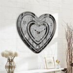 Crystal Wall Clocks for Living Room Decor Heart Shape Silver Diamond Mirrored Wa... - Image 3