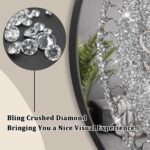 Crystal Wall Clocks for Living Room Decor Heart Shape Silver Diamond Mirrored Wa... - Image 4
