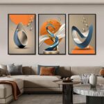 3 Pcs Modern Abstract Canvas Wall art Golden Deer Luxury Foil Lines Paintings Pi... - Image 4