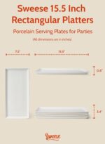 Sweese White Serving Platters, Porcelain Serving Trays for Parties, Large Rectan... - Image 3