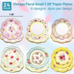 Fancy Land Floral Paper Plates 7.28 Inches Vintage Small Party Plate 24 ct - Image 3