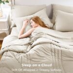 CozyLux King Size Comforter Sets - 7 Piece Bed in a Bag Beige Comforter Set with... - Image 4