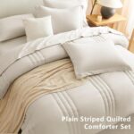 CozyLux King Size Comforter Sets - 7 Piece Bed in a Bag Beige Comforter Set with... - Image 5