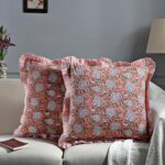 Ridhi Block Print Dark Salmon Pink Throw Pillow Cover 18" x 18" (Pack of 2) Deco... - Image 3