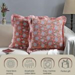 Ridhi Block Print Dark Salmon Pink Throw Pillow Cover 18" x 18" (Pack of 2) Deco... - Image 5