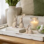 DN DECONATION Easter Decorations Bunny Figurines Set of 3 - Rabbit Statues Farmh... - Image 4