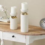 Deco 79 Ceramic Decorative Candle Holder Candle Stand with Abstract Spotted Patt... - Image 4
