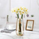 Modern Large Glass Vase H-9.8" Amber Vases for Flowers, Centerpieces and Decorat... - Image 4