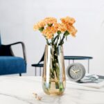 Modern Large Glass Vase H-9.8" Amber Vases for Flowers, Centerpieces and Decorat... - Image 5
