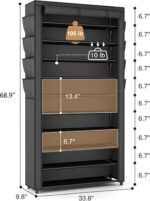 VTRIN Tall Shoe Rack with Cover, 10 Tier Shoe Organizer Storage for 50-55 Pairs ... - Image 4