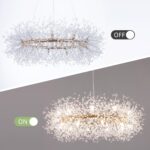 Wellmet Firework Chandelier 38 inch, Modern Crystal Chandelier Gold Wagon Wheel ... - Image 4