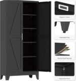 71" Tall Pantry Cabinet, White Metal Pantry Storage Cabinet, Kitchen Pantry Stor... - Image 5