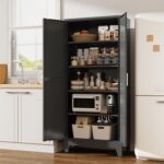 71" Tall Pantry Cabinet, White Metal Pantry Storage Cabinet, Kitchen Pantry Stor... - Image 6