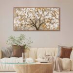 Framed Wall Art Print Gold Tree Of Life Modern Artwork Canvas Painting Gold Tree... - Image 6