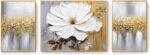 Hand-Painted Floral Canvas Oil Painting for Living Room,Framed 3D Gold and White... - Image 4