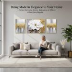 Hand-Painted Floral Canvas Oil Painting for Living Room,Framed 3D Gold and White... - Image 8