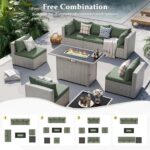 UDPATIO Patio Furniture Set with Fire Pit Table, 8 Pieces Outdoor Sectional Sofa... - Image 6