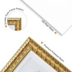 5x7 Antique Gold Picture Frame, Resin Frame with Real Glass & Floral Relief Carv... - Image 5