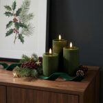 WYZworks Fluted Ribbed LED Pillar Candles, Loden Green, with Realistic Reflectiv... - Image 5
