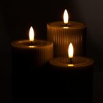 WYZworks Fluted Ribbed LED Pillar Candles, Loden Green, with Realistic Reflectiv... - Image 7
