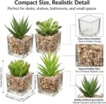 Briful Set of 4 Succulents Plants Artificial in Clear Glass Pots Small Fake Succ... - Image 3
