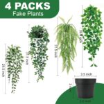 4Pcs Artificial Hanging Plants Indoor, Fake Vines Wall Decor Set Includes Pea Le... - Image 3