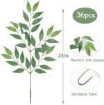 mizii 36pcs Italian Ruscus Artificial Greenery Stems Silk Green Leaves 20in Fake... - Image 3