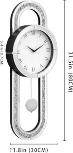 SHYFOY Decorative Wall Clock 31.5" Mirrored Pendulum Clock Silent Quality Quartz... - Image 5