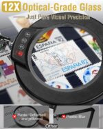 12X Magnifying Glass with Light and Clamp, Ultra Long 3 Section Swing Arm LED De... - Image 3