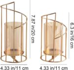MrMrKura Metal Wire Candle Holder Set of 2, Glass Pillar Candle Holders Gold Dec... - Image 3