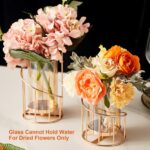 MrMrKura Metal Wire Candle Holder Set of 2, Glass Pillar Candle Holders Gold Dec... - Image 6