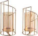 MrMrKura Metal Wire Candle Holder Set of 2, Glass Pillar Candle Holders Gold Dec... - Image 8