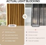 Gold Velvet Pinch Pleated Curtains: 84 Inches Long 2 Panels Set Luxury Living Ro... - Image 4