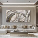 VAYIMDH Canvas Wall Art for Living Room Large Graffiti Wall Decor Grey and Beige... - Image 3
