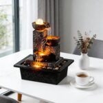 Tolevoit Three Bowls with Rotating Ball Flowing Tabletop Fountain Home Décor Ind... - Image 5