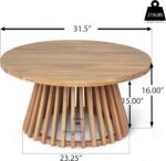 Merax Outdoor Acacia Wood Conversation Set - Patio 3-Seat Loveseat Sofa w/Coushi... - Image 4