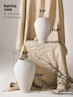 White Ceramic Vase - Large 11.8 Inch Tall Floor Vase for Centerpieces, Farmhouse... - Image 4