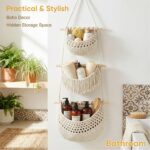 Macrame 3-Tier Hanging Wall Basket, Handwoven Jute Storage Organizer, Boho Decor... - Image 5