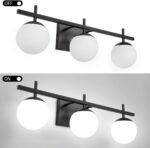 Modern Bathroom Light Fixtures Over Mirror, Black Vanity Lights Milky Glass Glob... - Image 3