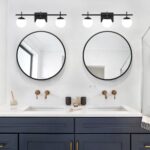 Modern Bathroom Light Fixtures Over Mirror, Black Vanity Lights Milky Glass Glob... - Image 4