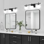 Modern Bathroom Light Fixtures Over Mirror, Black Vanity Lights Milky Glass Glob... - Image 5