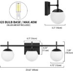 Modern Bathroom Light Fixtures Over Mirror, Black Vanity Lights Milky Glass Glob... - Image 6