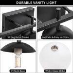 Modern Bathroom Light Fixtures Over Mirror, Black Vanity Lights Milky Glass Glob... - Image 9